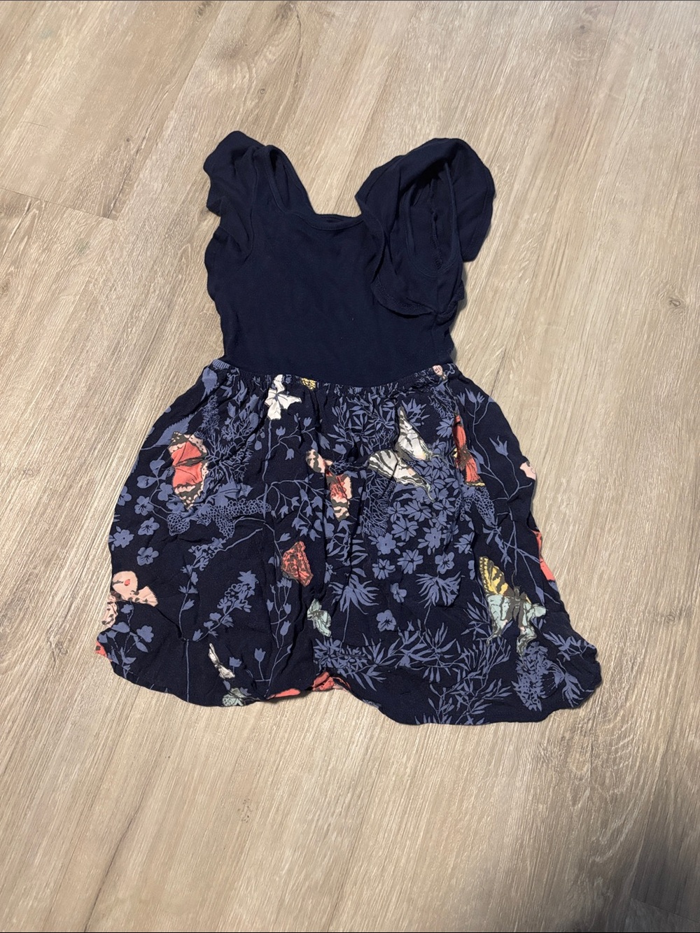 GAP Navy Floral Puff Sleeve Dress
